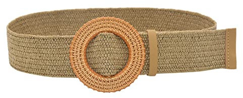 Elastischer Stoffgürtel für Damen Herren Breite Damen Gürtel gewebte elastische Stretch breite Taillengürtel für Kleider mit Schnalle Gelbe Unsichtbar Elastischer Gürtel mit Flacher Schnalle