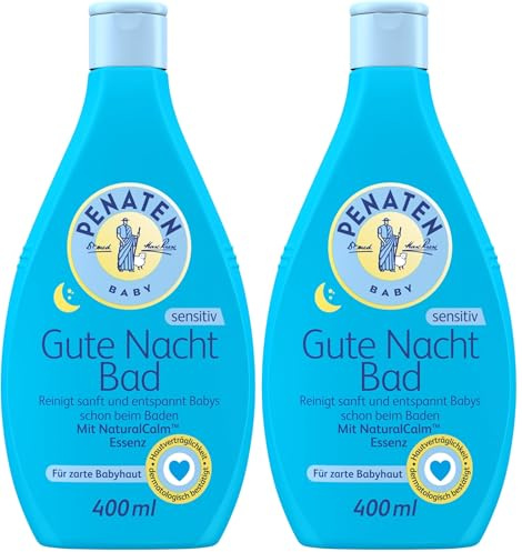 Penaten Baby Badezusatz Gute Nacht Bad, Kleine Helfer, unterstützt das Einschlafen, mit NaturalCalm Aroma, 400 ml (Packung mit 2)