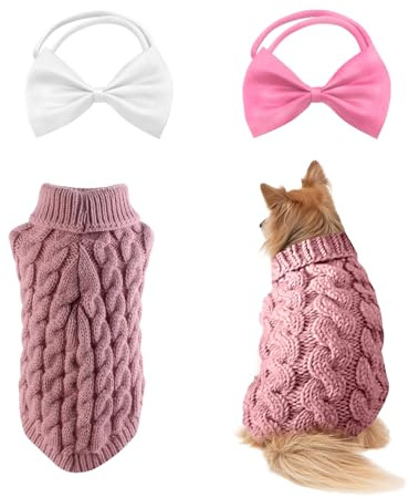Maglione e Mosche per Animali Domestici - Caldo Cappotto Invernale, Dolcevita per Gatti e Cani (M, Rosa)