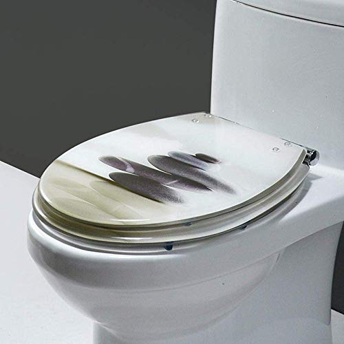 Toilettensitz mit Absenkautomatik, Toilettendeckel, automatisch absenkbarer Toilettendeckel aus Harz, Scharniere zur Befestigung Oben, für Badezimmer-Hellbrauner Seestern