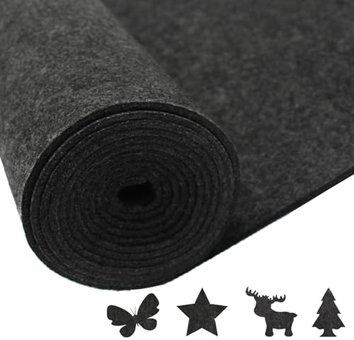 HDKAJL Filtrulle, 250 cm x 30 cm x 3 mm mörkgrå polyester filttyg, för att klippa till gör-det-själv-projekt som förvaringsväskor, lapptäcke, sömnad, hantverk och dekoration