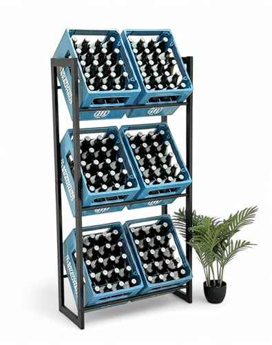 DanDiBo Estantería para Almacenaje de Cajas de Bebidas, 6 cajas, color negro, metal, soporte para cajas de bebidas, 71 cm, soporte para cajas de frutas, estante para botellas