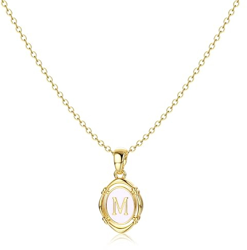 BodyBonita Collar Mujer - Collar con Colgante de Letras M Doradas de 16K Collares Personalizados Regalo de Cumpleaños Joyas de Mujer