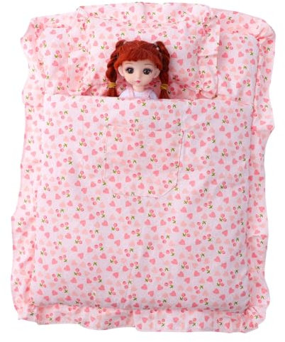 ifundom 1satz Miniatur Bettwäsche Für Puppen Süßer Schlafsack Mit Erdbeermuster Weiches Und Realistisches Puppenbettzeug Für Puppenhaus Gemütliches Schlafzimmer Zubehör