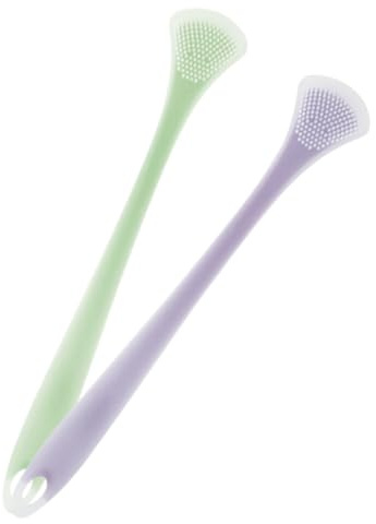 CALLARON Raschietto per Lingua in Silicone e Nailon 2Pezzi Strumento per Pulizia della Bocca e Rimozione Tartaro per Adulti