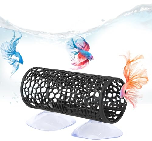 BOXOB Túnel Betta con Ventosa, Juguetes para Peces Betta Cueva, Seguro Refugio Acuario para Peces Pequeños y Camarones Accesorios y Decoraciones Acuarios