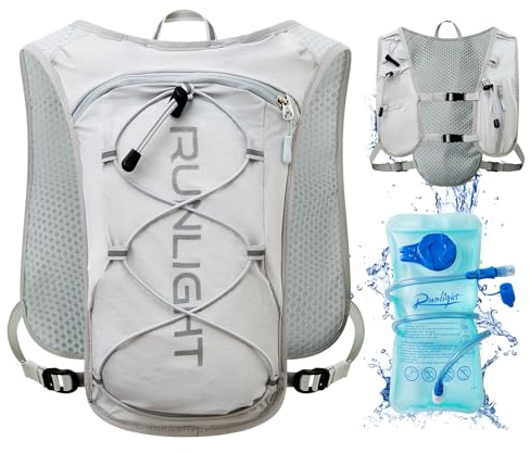 Runlight Gilet da corsa per uomo e donna, cinghie pettorali regolabili, gilet idratante da corsa, con borraccia da 1500 ml
