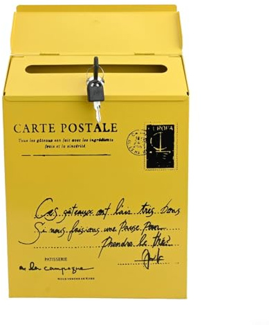 Cassetta postale da parete vintage per esterni e giornali, con ampio spazio di archiviazione, elegante aggiunta alla tua casa (giallo)