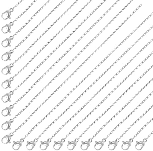 20-pack halsband i rostfritt stål, halsband, kedjor, storpack silverkedja för smyckestillverkning, med hummerlås, bleknar inte ormmadenor halsband för gör-det-själv-hantverk