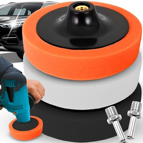Retoo Set di 3 spugne per lucidatura, dure, medie, morbide, per la cura della vernice, lucidatura, levigatura, cera, compatibili con lucidatrice eccentrica e avvitatore a batteria, risultato finitura