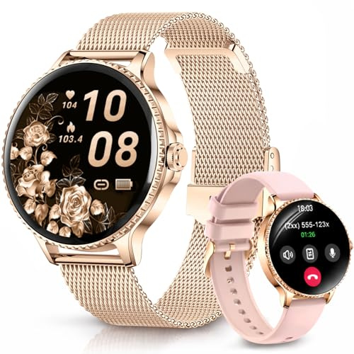 Montre Connectée Femme avec Appel Bluetooth: 1.27 Smartwatch avec Fonction Féminine Sommeil Fréquence Cardiaque SpO2 Montre 110+ Mode Sport Montre IP68 Fitness Podomètre Compatible pour Android iOS
