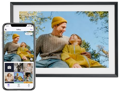 Euphro 32 GB digital bildram, digital fotoram med 1280 x 800 IPS-pekskärm, dela foton/videor och skicka bästa önskningar via gratis app