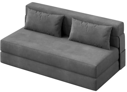 RBFGYIOP Divano Letto Trasformabile Salvaspazio Divano Futon Pieghevole Da 80 Con Cuscino Materasso Pieghevole Lino Moderno Poltrona a Due Posti Per Soggiorno Camera Da Letto Appartamento Ufficio Grig
