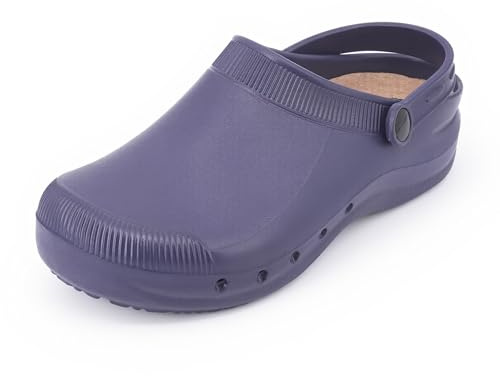 JOMIX Zuecos Mujer Sanitarios EVA Zapatos de Trabajo Profesionales Ligeros Antideslizantes para Enfermera Hospital Cocina Zuecos con Tacón 3.8cm