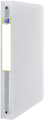 OXFORD Classeur 2nd Life A4XL Dos 40mm 4 Anneaux Ronds Couverture Polypro Incolore
