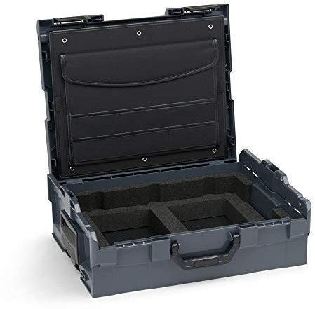 Werkzeugbox leer Kunststoff | L BOX 136 (anthrazit) inkl. Laptop Einsatz & Dokumentenkarte | Werkzeugkiste leer groß | Laptoptasche Alternative