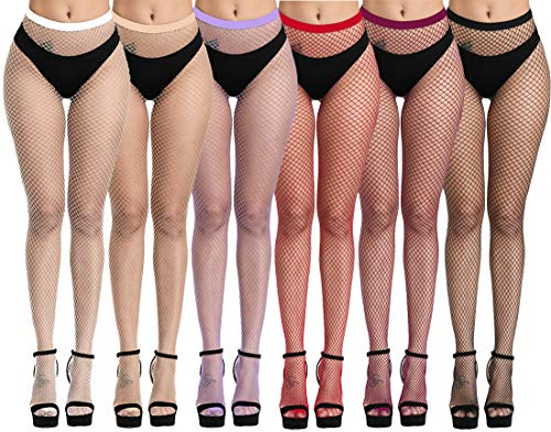 DRESHOW 6 Paia Donna Sexy Moda Elastico Vita Alta Collant Calze a Rete Coscia Alta Calze Collant