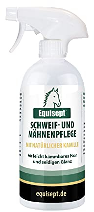Equisept Schweifpflege & Mähnenpflege 500ml - Mit hochwertigem, natürlichem Kamillenöl - Schweifspray & Mähnenspray für Pferde - Seidiger Fellglanz, leichteres Kämmen - Dopingfrei