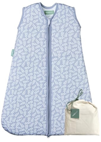 molis&co - Saco de Dormir para bebé 2.5 TOG - 85 cm (6-18 Meses) - Ideal para Invierno - 100% algodón (Oeko-Tex 100) - Acolchado, Suave y Cálido - Blue Garden