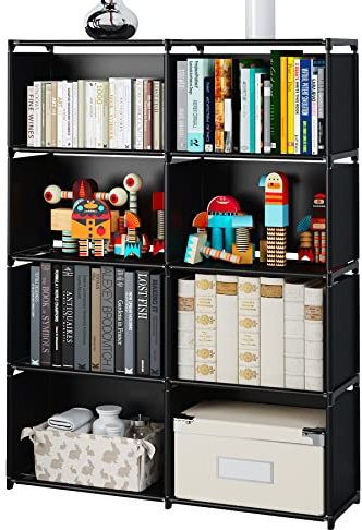 MOYIPIN Libreria a 8 Cubi, Scaffale Pieghevole per Soggiorno, Camera da Letto, Cameretta per Bambini per Libri, Vestiti, Scarpe e Oggetti Quotidiani (Nero).