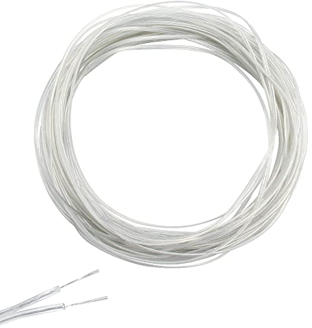 LanYing 15 Metre Kabel Transparent 2-Adrig Elektrokabel Transparent Cable 2x0.08 mm² 28 AWG Stromkabel transparent for Household Appliances with Low Power Consumption