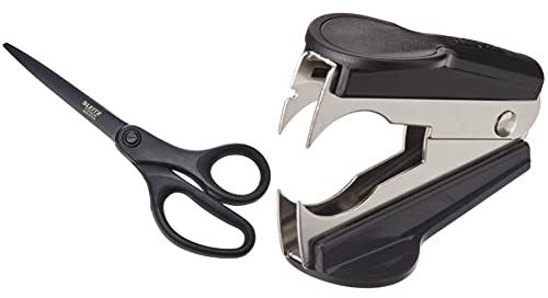 Leitz Schere Titan Anti-Haft 205mm SB sw & Rapid Entklammerer C2 (Metall) schwarz