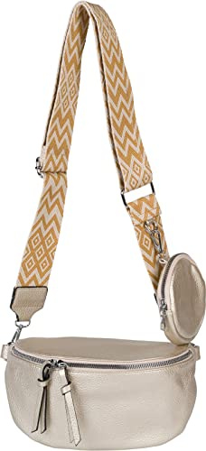 styleBREAKER Bolso bandolera de media luna para mujer | Bolso bandolera piel sintética 24x15x8,5cm, correa 86-138cm con patrón zigzag, cremallera 2 vías, monedero 11cm
