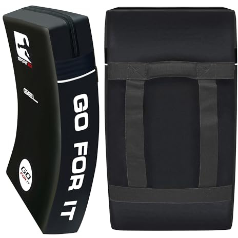 Sporteq Kick Shield Curved Pad | Shock Absorbing Gel Foam Shield For Martial Arts Training, UFC, MMA, Kickboxing and Karate | Heavy Duty PU Outer Cover