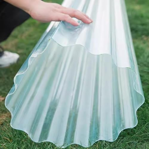 Clear Roof Sheet,1.2mm Corrugated Roofing Sheets,FRP Daylighting Plate,Flame Retardant/Rainproof/Anti-UV Garage Roofing Covers,Replacement Shed Panel,1/3/6/7/9/10 Pcs (0.9x1.2m/35x47in,6 Pcs)
