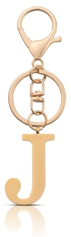 AOKSUNOVA Schlüsselanhänger Buchstabe J, Schlüsselanhänger Auto Frauen mit Anfangsbuchstaben, Gold Buchstaben Autoschlüsselanhänger, Geschenke für Damen