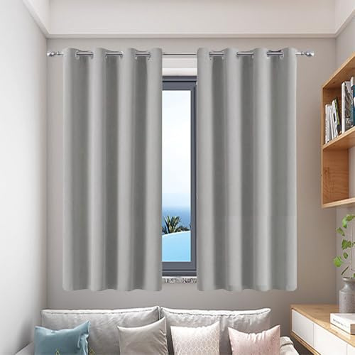 Blackout Curtains 75 x 135 cm Thermal Insulated Black Out Tab Top Curtain, Darkening Curtains Super Soft, Privacy Protected, 2 Panels Set for Living Room Bedroom, Light Grey