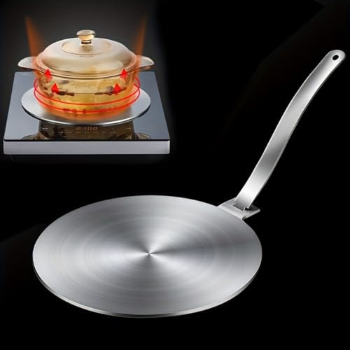 Induktionsadapterplatte 24 cm – Universal Induction Adapter Plate for Non-Magnetic Cookware, Durable Stainless Steel Plate with Detachable Handle