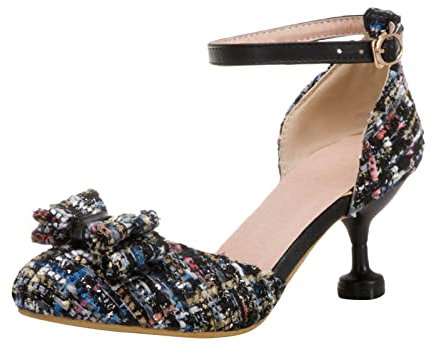 Childrens Ballet Shoes Girl's Classic Mixed Color Bow Decorated with Thin Heeled High Heels Wedding Dance Princess Shoes Girls Ballerina Shoes (Black, 3 Big Kids)