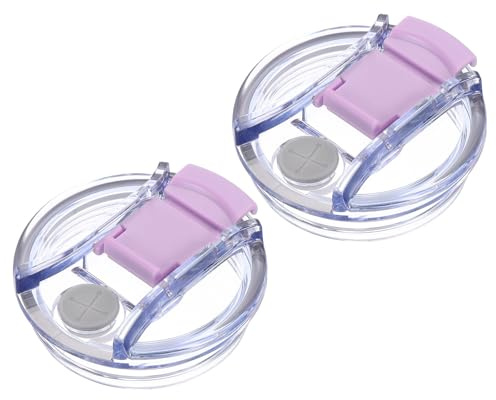 Sourcing Map 2Pcs Purple Plastic Tumbler Lid, Flip Top Closure, Round Shape, 10cm Diameter, 2 Pack