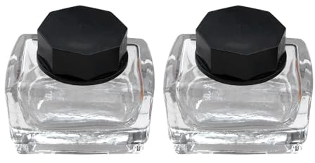 Amagogo 2x botellas de tinta vacías botellas de vidrio botellas reutilizables botellas de almacenamiento transparente con tapa para manualidades de arte