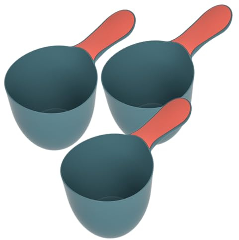 BCOATH Lot De 3 Louches à Eau pour Bébé, Seaux De Bain en Plastique Vert Foncé, Cuillères Ergonomiques à Manche Court, Adaptées Aux Tout-Petits Bain Quotidien