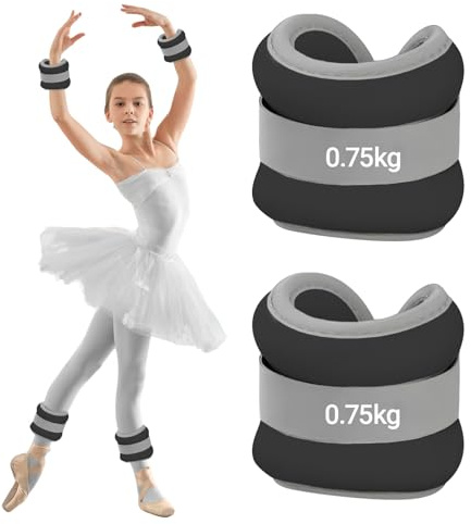 Justerbara ankelvikter, handledsvikter ankelvikter set om 2 (0,75 kg vardera), viktmanschetter, ankelvikt lämplig för nybörjare och barn, perfekt för pilates, yoga, yoga, yoga, svart