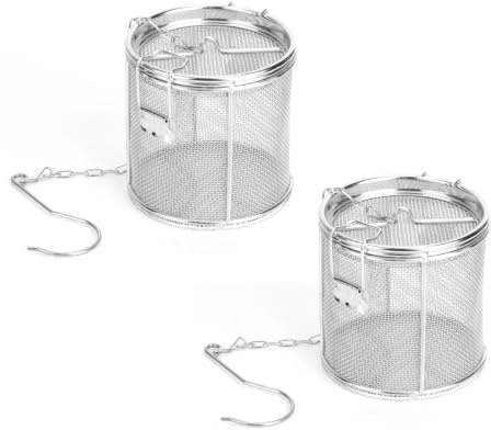 2 pezzi infusore per tè, colino per tè in acciaio inossidabile per zuppa, tè sfuso in foglie, più ripido con gancio a catena lunga, cestello di separazione per condimenti, filtro (10 x 10 cm)