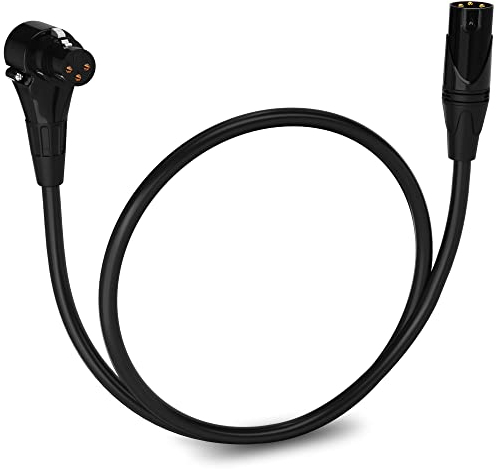 LyxPro 0.5m Right Angle XLR Female to XLR Male Microphone Cable for Professional Microphones Connecting to Camcorders & DSLR Video Cameras - Black
