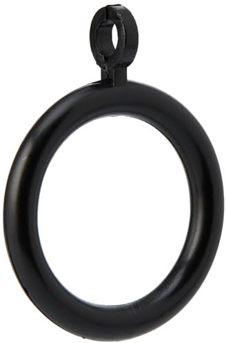 Merriway BH03244 (24 Pcs) Plastic Curtain Drapery Pole Rod Rings with Fixed Eye, Inner Diameter 28mm (1.1/4 inch) Outer Diameter 40mm (1.1/2 inch) Black - Pack of 24 Pieces