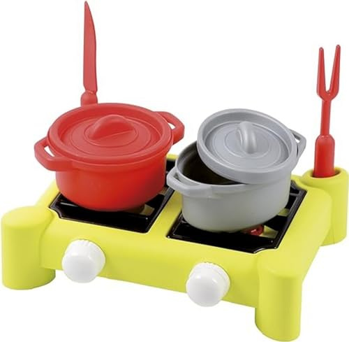 Jouets Ecoiffier – 602 - Réchaud Garni pour enfants 100 % Chef – 7 pièces – Dès 18 mois – Fabriqué en France