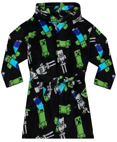 MINECRAFT Vestaglia Creeper Accappatoio Bambino | Vestaglia Gamer Da Bambino | Nero 5-6 anni