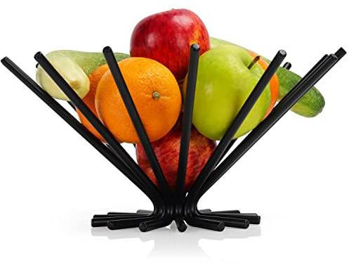 BELLE VOUS Kreatives Obstschale Design aus Schwarzem Stahl - Großer Dekorativer Metall Obstkorb für Brot, Obst und Gemüse Aufbewahrung - als Industrial Deko für Gemüse & Obst Lagern