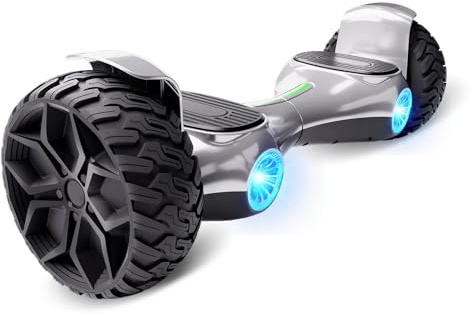 CBD 8.5'' Offroad Scooter with Corlorful LED and Music Speaker, Dual 350W Brushless Motor Up to 10Mph All Terrain Scooter for Adults(silvery)