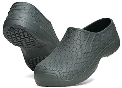 CLIMBR Federleichte Eva Gartenschuhe Damen und Herren Gartenclogs Clogs wasserdichte Latschen Gummischuhe Hausschuhe (Grün, 44)