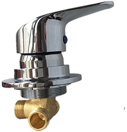 Grifo Mezclador Latón Montado en la Pared 2 Entradas 1 Salida Cuarto Ducha Agua Válvula Mezcladora Frío y Calor Baño, Rosca Tornillo/Intubación G1/2 Grifo Desviador, Cartucho Cerámica (Tornillo A)