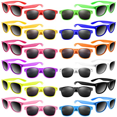 Bouiexye 48 Pack Neon Sunglasses Kids Boys and Girls Glasses Kids Party Supplies Favors Bulk for Beach Pool (12 Color)