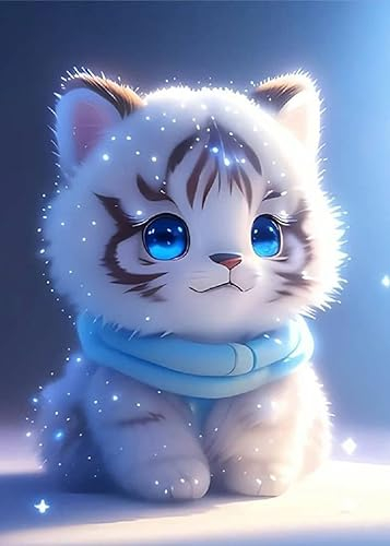 Diamond Painting Erwachsene und Kinder, 5D Diamant Painting Bilder Tiere Set, DIY Diamant Crystal Arts Craft Cross Stickerei Malerei Kits Home Wand Décor (Tiger 30x40cm)