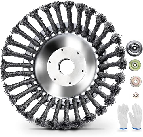 HAUSPROFI Profi Unkrautbürste Freischneider mit 25,4mm Bohrung - Hochwertige Wildkrautbürste für Motorsense - Drahtbürste Freischneider für effektive Moosentfernung(10 Zoll)