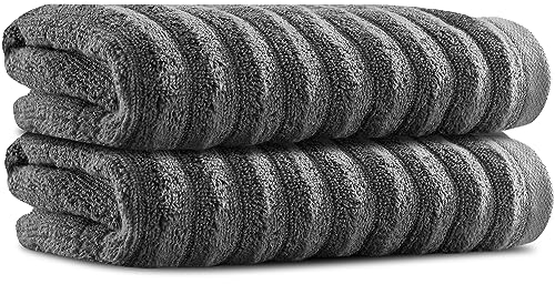Towelogy Bamboo Hand Towels 2-Pack 50x80 cm Premium Quality Soft and Absorbent Towels for Hotel Spa Bathroom | OEKO-TEX CERTIFIED (2, Charcoal)